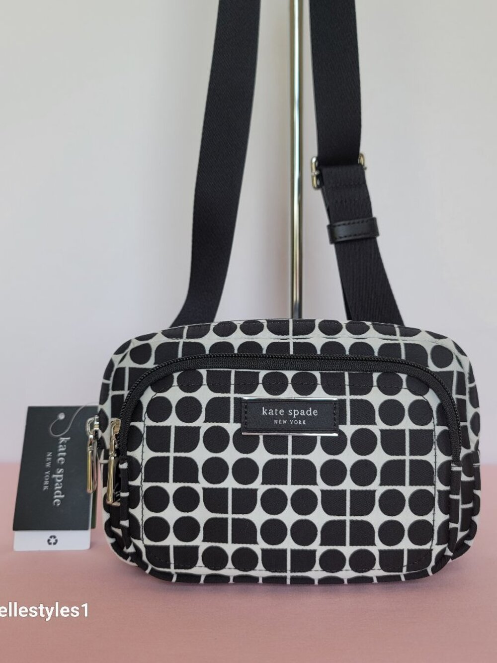 KATE SPADE Belt Bag Noel Jacquarded Printed Fabric Bag- Black Multi ⭐
